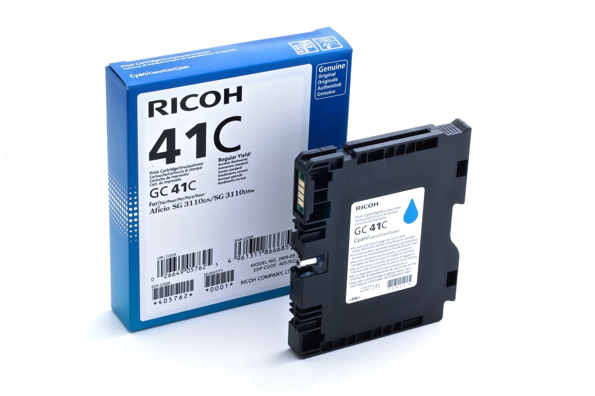 Cartus Cerneala Original RICOH Cyan, GC41C, pentru SG 3100SNW|SG 3110DN|SG 3110DNW, 2.2K, "405762"