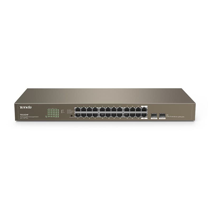 SWITCH Tenda 24 porturi Gigabit + 2 porturi SFP, carcasa metalica rackabil, "TEG1024F"
