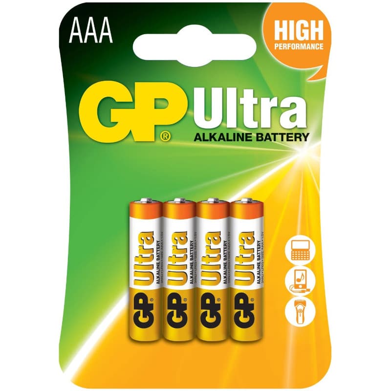 Baterie GP Batteries, Ultra Alcalina AAA (LR03) 1.5V alcalina, blister 4 buc. "GP24AU-2UE4" "GPPCA24AU016"