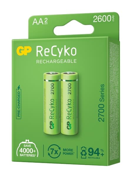 Acumulatori GP Batteries, ReCyco 2600mAh AA (LR6) 1.2V NiMH, paper box 2 buc. 270AAHCE-EB2, "GPRHC272E022"