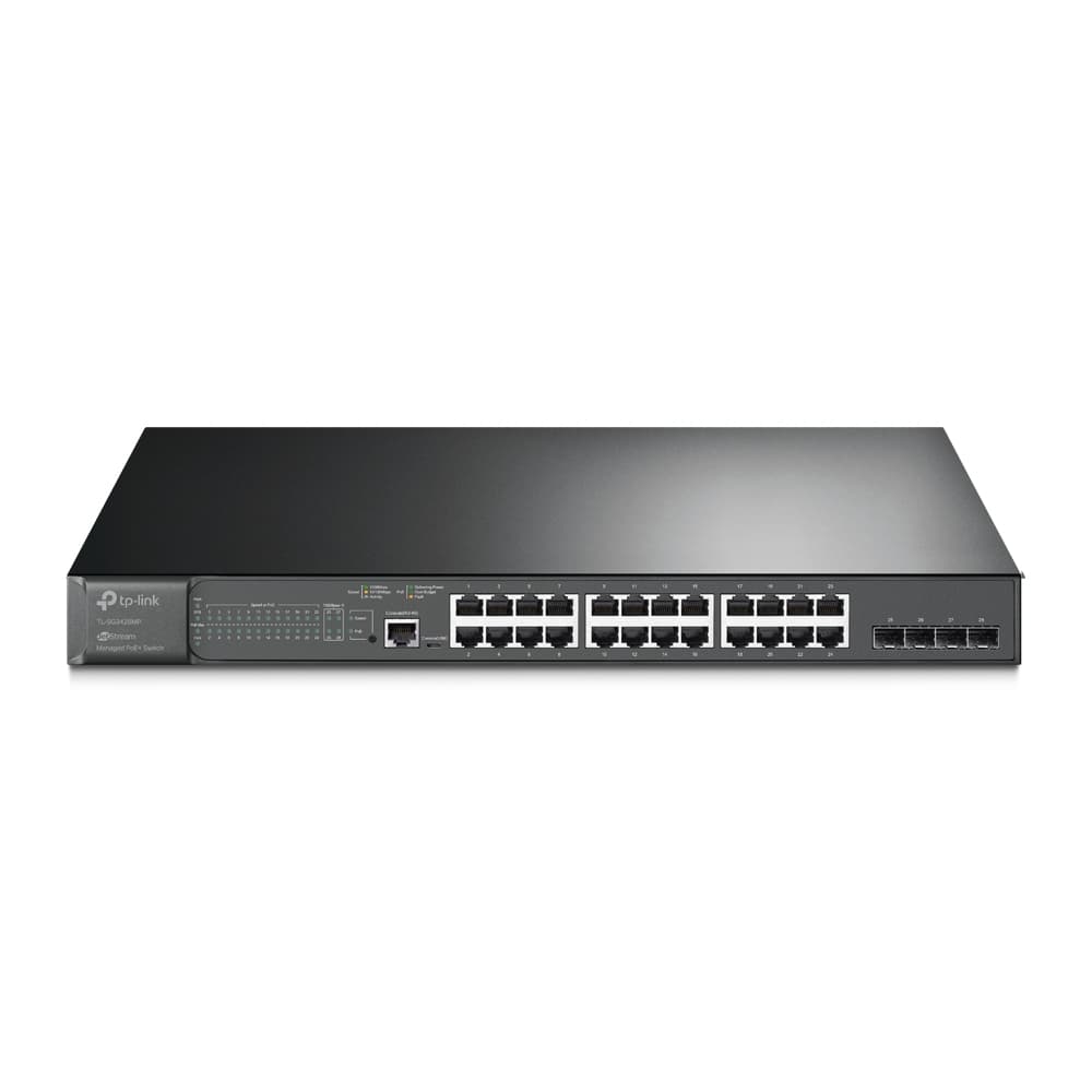 Switch TP-Link cu management L2, 24 Porturi Gigabit POE+, 4× Gigabit SFP Slots, 1× RJ45 Console Port, 1× Micro-USB Console Port "TL-SG3428MP"
