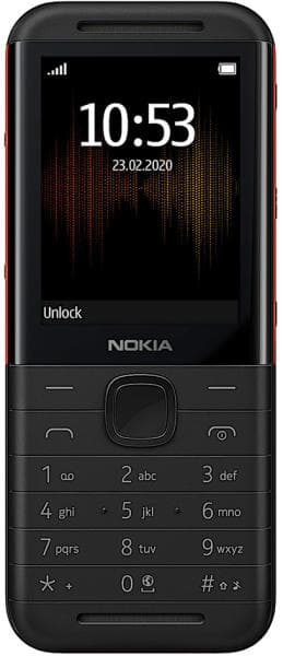 Telefon cu butoane, NOKIA, "5310" ecran 2.4 inch, dual sim, rez. camera 0.3 Mpix, memorie interna 16 MB, 2G, OEM, acumulator 1200 mAh, negru/ rosu, "16PISX01A21"