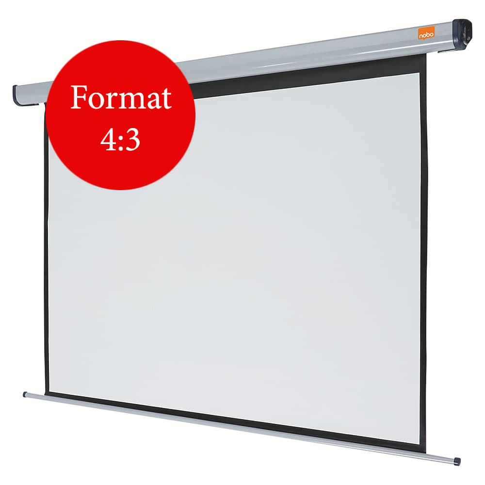 ECRAN proiectie NOBO, electric, format 4 : 3, fixare perete | tavan, 144 x 108 cm, telecomanda, "1901970"