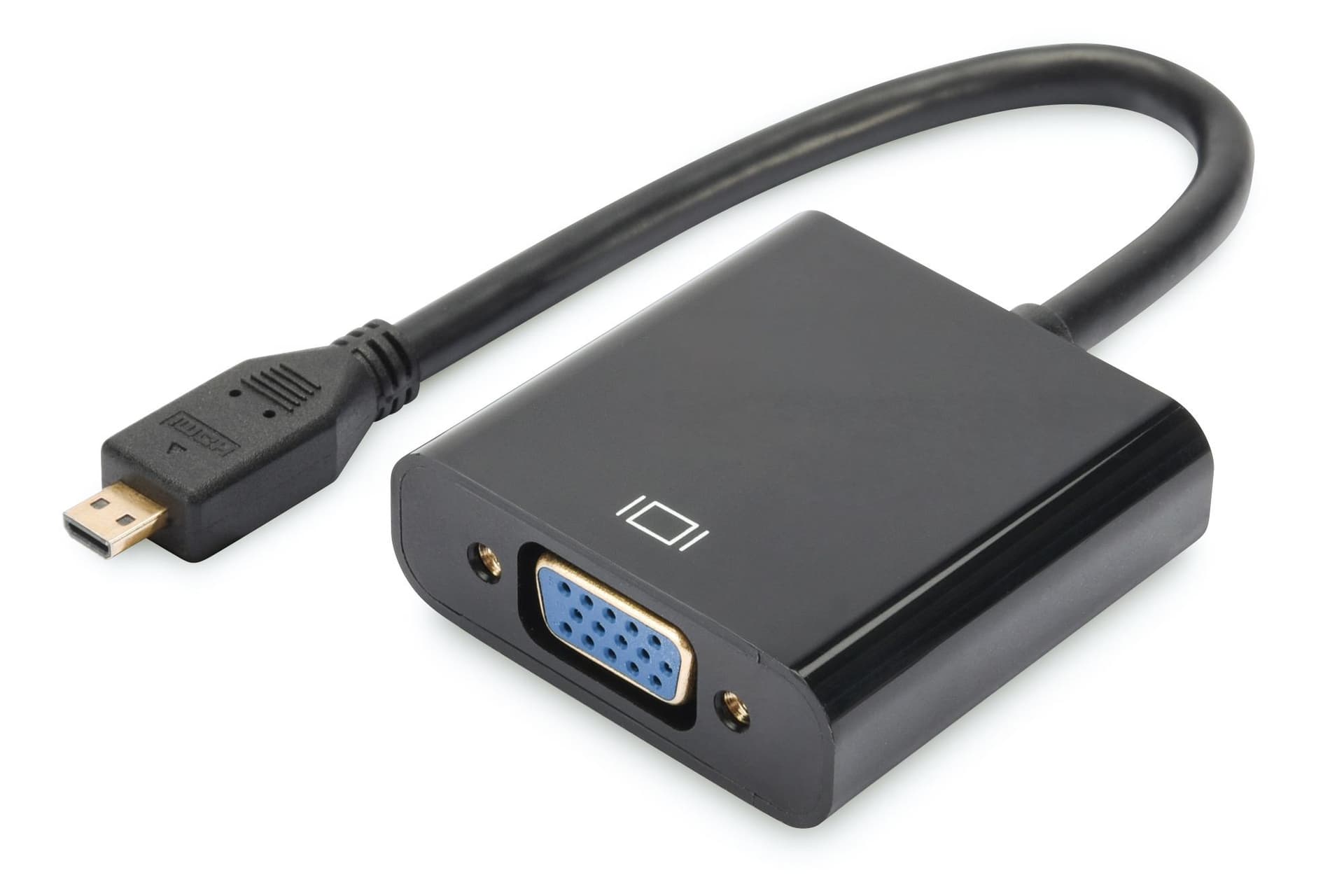 DIGITUS converter micro-HDMI to VGA micro HDMI plug VGA D-Sub connector 3.5mm audio jack black "DA-70460"