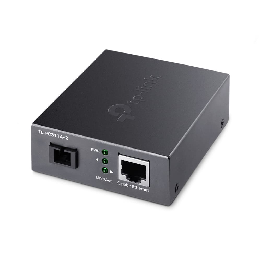 MEDIA CONVERTOR TP-LINK 1 x Gigabit RJ45 WDM Half-Duplex/Full-Duplex, SC single-mode fiber, 1× Gigabit SC Fiber Port, pana la 2km, montabil in sasiu "TL-FC311A-2"