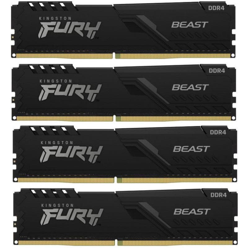Memorie DDR Kingston Fury Beast DDR4 16 GB, frecventa 2666 MHz, 4 GB x 4 module, radiator, "KF426C16BBK4/16"