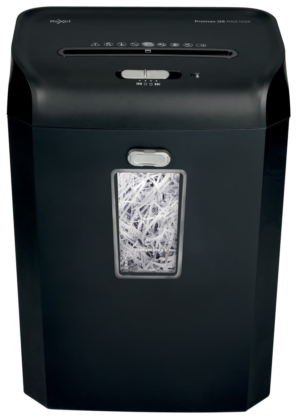 Distrugator manual documente Rexel PROMAX QS RSS1535, 15 coli, P2, strip-cut (tip fasii), cos 35 litri, negru, "2104586EU"
