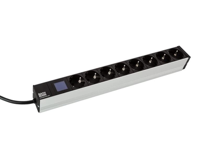 PDU BACHMANN, 1U pt. rack 19 inch, 8 prize Schuko, intrare Schuko, max 16 A, cablu 2 m, negru, "800.2054"