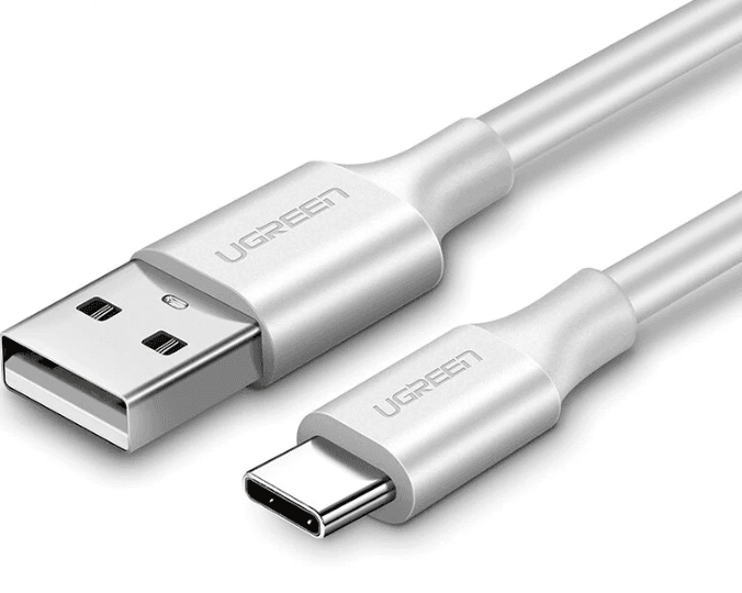 CABLU alimentare si date Ugreen, "US287", Fast Charging Data Cable pt. smartphone, USB la USB Type-C 3A, nickel plating, PVC, 0.25m, alb "60119" - 6957303861194