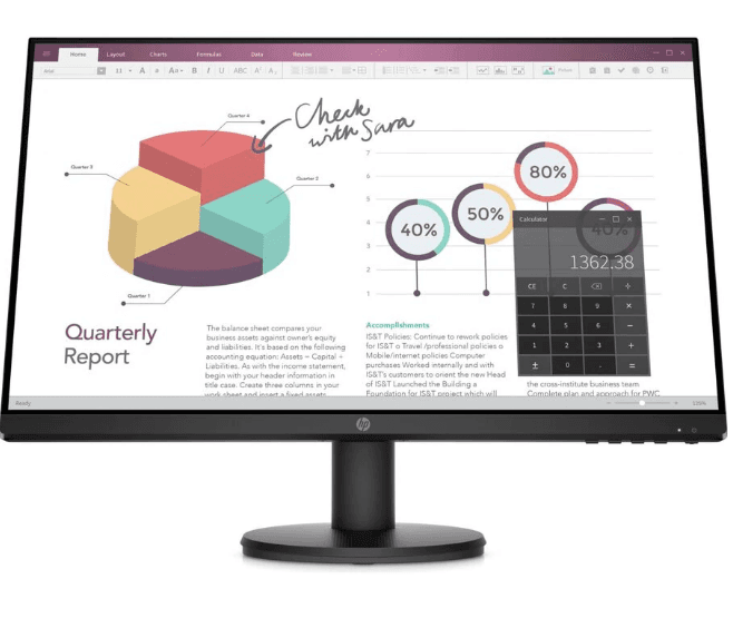HP P24v G4 23.8inch IPS Monitor FHD 1920x1080 16:9 250cd/m2 1000:1 5ms GtG 1xHDMI1.4 1xVGA Black 3Y War., "9TT78AA#ABB"