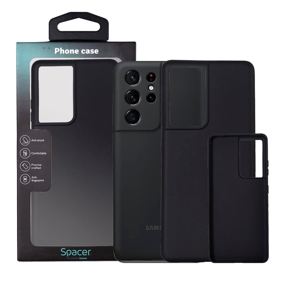 Husa Samsung Galaxy S21 Ultra Spacer, negru, grosime 1.5mm, material flexibil TPU "SPPC-SM-GX-S21U-TPU"