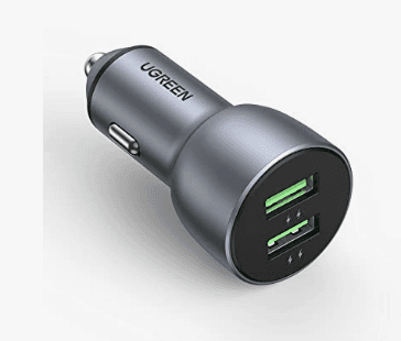 INCARCATOR auto Ugreen, "CD213" 2 x USB Output 5V/3A QC3.0, total output 36W, pt. bricheta auto, gri "10144" - 6957303811441