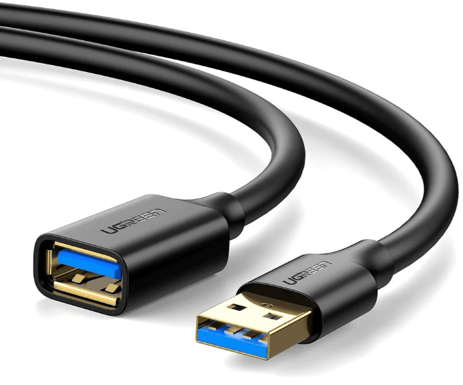CABLU USB Ugreen prelungitor, "US129" USB 3.0 (T) la USB 3.0 (M), conectori auriti, 2m, negru, "10373" - 6957303813735