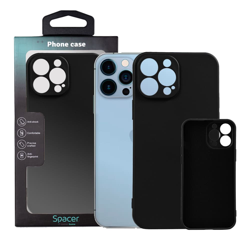 Husa Iphone 13 Pro Max Spacer, grosime 2mm, material flexibil silicon + interior cu microfibra, negru "SPPC-AP-IP13PM-SLK"