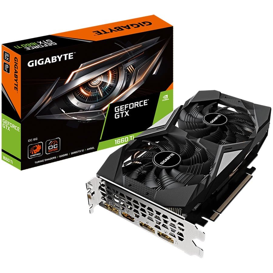 GIGABYTE Video Card GeForce GTX 1660 Ti GDDR6 6GB/192bit, 1860MHz/12000MHz, PCI-E 3.0 x16, 3xDP, 1xHDMI, WINDFORCE 2X Cooling System, 90mm unique blade fans "GV-N166TOC-6GD"