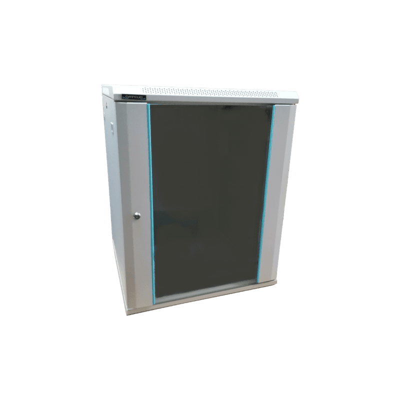 Rack 12U 600x600, montare pe perete, usa din sticla, panouri laterale detasabile si securizate, dezasamblat, culoare gri RAL 7035, DATEUP "MP.6612.9000"
