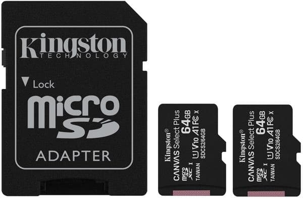 64GB micSDXC Canvas Select Plus 100R A1 C10 Two Pack + Single ADP, "SDCS2/64GB-2P1A"
