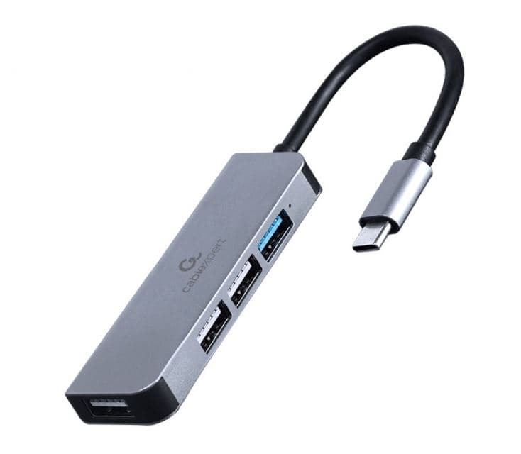 HUB extern GEMBIRD, porturi USB: USB 3.1 x 1, USB 2.0 x 3, conectare prin USB Type-C, argintiu, "UHB-CM-U3P1U2P3-01"
