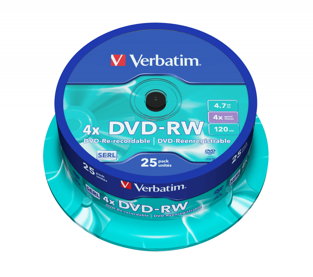 DVD-RW VERBATIM, 4.7GB VITEZA 4X, MATT SILVER SURFACE, SPINDLE, 25 BUC, "43639"