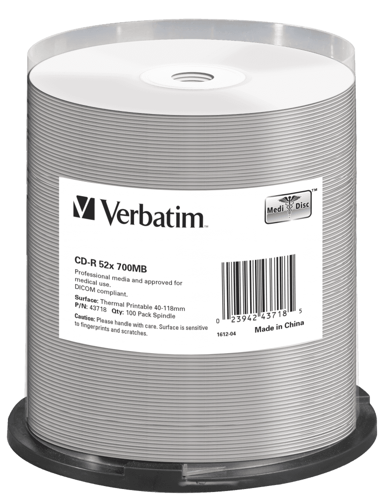 CD-R VERBATIM 700MB, VITEZA 52X, AZO THERMAL SURFACE PRISM ,SPINDLE, 100 BUC, "43718"