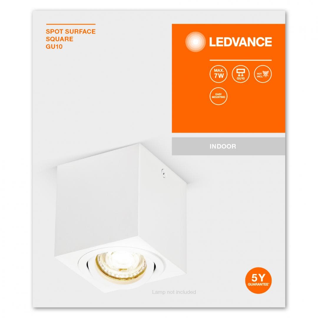 SPOT SURFACE SQUARE WT GU10 LEDV "000004058075758704"