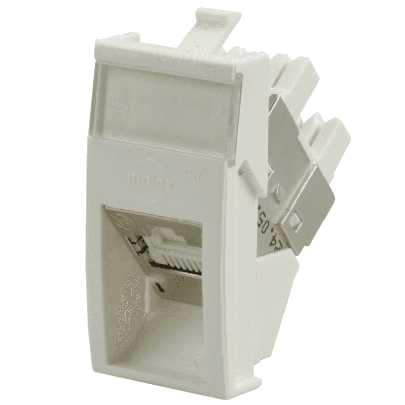Conector inclinat, 1xRJ45 STP cat.6A, 22.5x45 PowerCat, alb, (compatibil Legrand Mosaic) - Molex "MLG-00030-02"