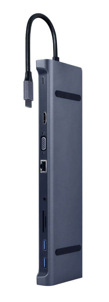 DOCKING Station Gembird universal,10-in-1, conec PC USB Type C, USB-C x 1, USB-A 3.1 x 3, HDMI x 1, VGA x 1, RJ45 x 1, PD 87W, SD, microSD, Audio, argintiu, "A-CM-COMBO10-01"