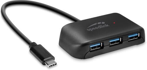 HUB SPEEDLINK SNAPPY EVO 4 PORTS TYPE-C TO USB BK "SL-140203-BK"