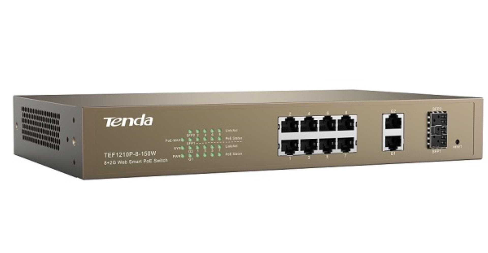 TENDA 8-PORT + 2GB WEB SMART POE SWITCH "TEF1210P-8-150W"