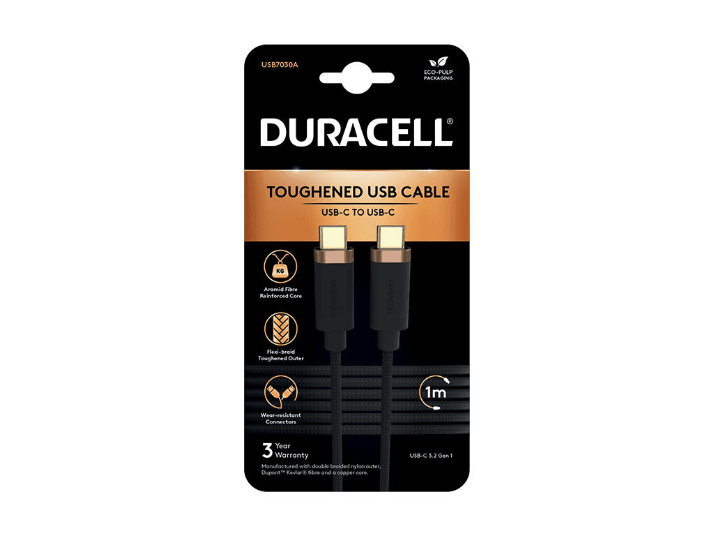 Cablu Duracell USB-C to USB-C 1m Black "USB7030A"