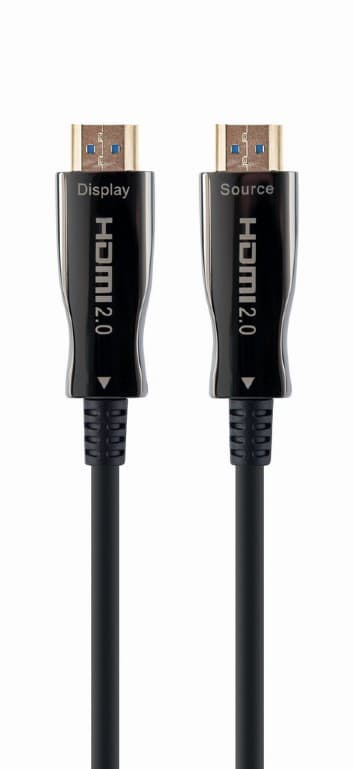 CABLU video GEMBIRD, HDMI (T) la HDMI (T), 20m, premium AOC (Active Optical Cable), conectori auriti, rezolutie maxima 4K (3840 x 2160) la 60 Hz, negru, "CCBP-HDMI-AOC-20M-02"