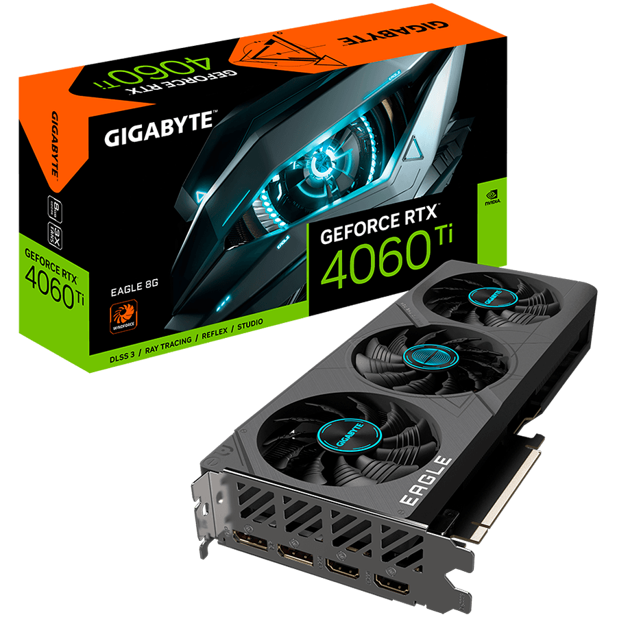 GIGABYTE Video Card NVIDIA GeForce RTX 4060 TI EAGLE 8G, GDDR6 8GB/128bit, PCI-E 4.0 x8, 2xHDMI, 2xDP, 1x8-pin, ATX 2-slot, Retail "GV-N406TEAGLE-8GD"