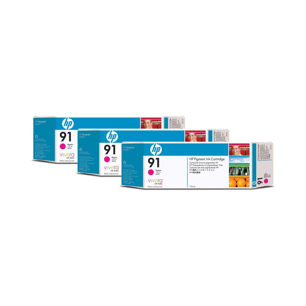 Tri-Pack Original HP Magenta, nr.91, pentru DesignJet Z6100, 3x775ml"C9484A"