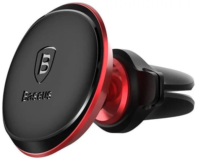SUPORT AUTO Baseus Magnetic pt. SmartPhone, fixare bord in grila de ventilatie, rotire 360 grade, in partile laterale are 2 prinderi pentru 2 cabluri, rosu "SUGX020009" - 6932172627027