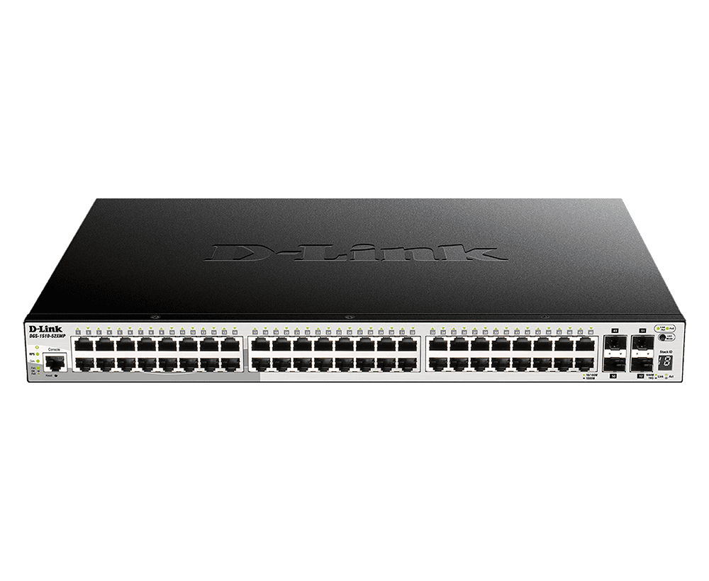 SWITCH POE D-Link, Gigabit x 48 POE, SFP+ x 4, 802.3at, Stackable Smart Managed, rackabil, carcasa metalica, "DGS-1510-52XMP"
