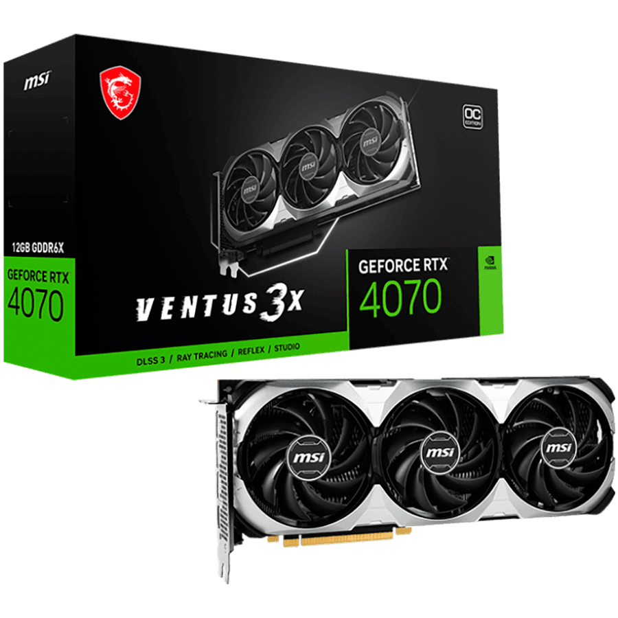 MSI Video Card NVidia RTX 4070 VENTUS 3X E 12G OC (12GB GDDR6X/192bit, PCI-E Gen4, 3x DP, 1x HDMI, ATX Retail) "RTX 4070 VENTUS 3X E 12G OC"