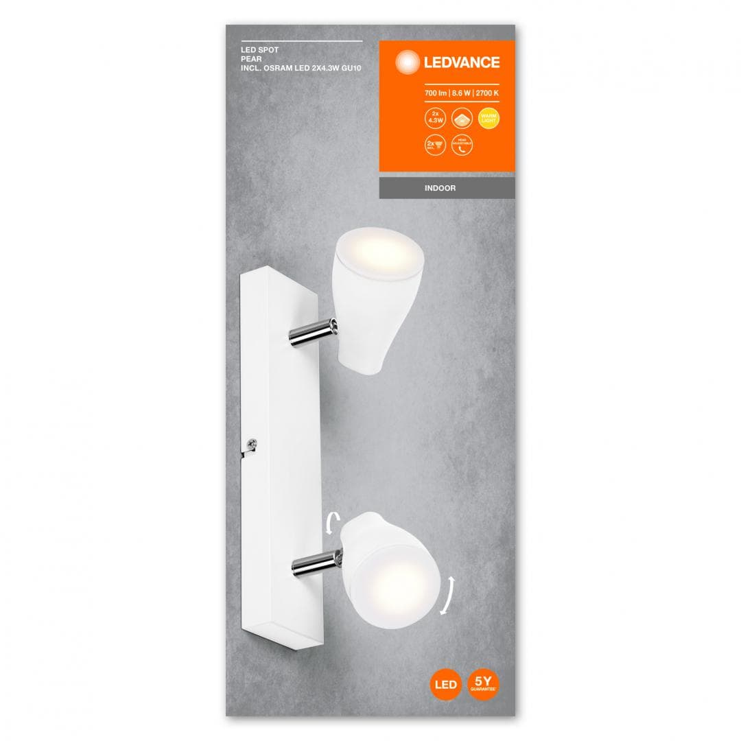 LED SPOT PEAR 260MM2X4.3W827 GU10WTLEDV "000004058075826434"