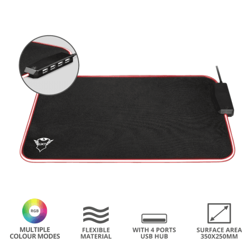 MOUSE Trust - gaming GXT 765 Glide-Flex RGB Mouse Pad with USB Hub "23646"