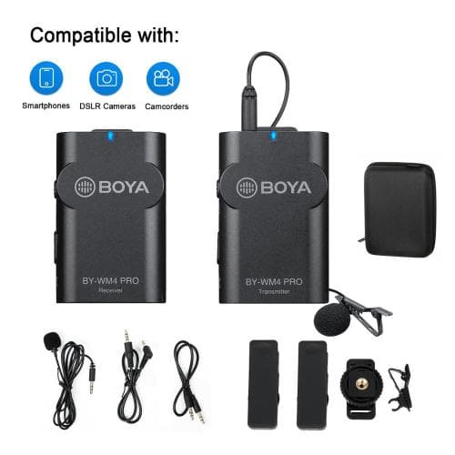 Boya Pro Linie Wireless 2.4Ghz cu Microfon Lavaliera (TX+RX) DSLR & Smartphone "BY-WM4 PRO"