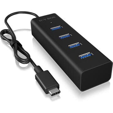 HUB extern Icy Box, porturi USB: USB 3.0 x 4, conectare prin USB Type-C, aluminiu, negru, "IB-HUB1409-C3"