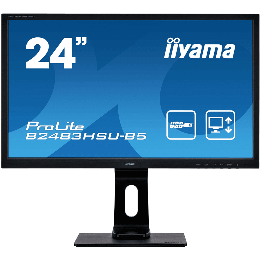 IIYAMA Monitor 24" VA-panel, 1920x1080, 4ms, 15cm Height Adj. Stand, Pivot, 250cd/m2, HDMI, DisplayPort, USB-HUB, Speakers (23,8"VIS) "XB2483HSU-B5"