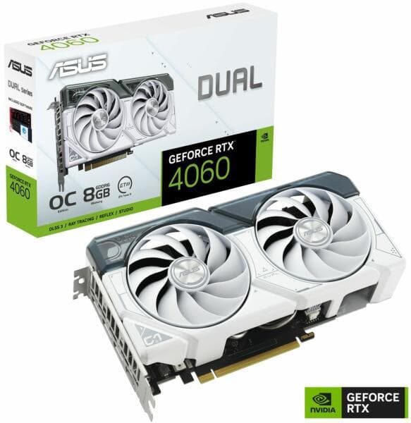 PLACI VIDEO Asus VGA Asus Dual RTX 4060 WHITE OC 8G "DUAL-RTX4060-O8G-WHITE"