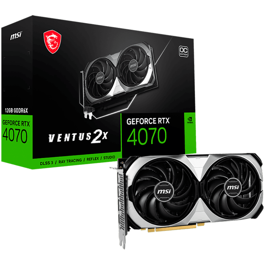 PLACI VIDEO MSI Nvidia GeForce RTX 4070 VENTUS 2X E 12G OC (12GB GDDR6X/192bit, PCI Express Gen 4, 3xDP, 1xHDMI, 1x 8-pin, Recommended PSU 650W) "RTX 4070 VENTUS 2X E 12G OC"