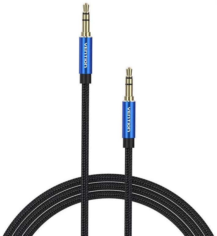 Cablu audio Vention, Jack 3.5mm (T) la Jack 3.5mm (T), 0.5m, conectori auriti, braided BBC, albastru, "BAWLD" - 6922794765955