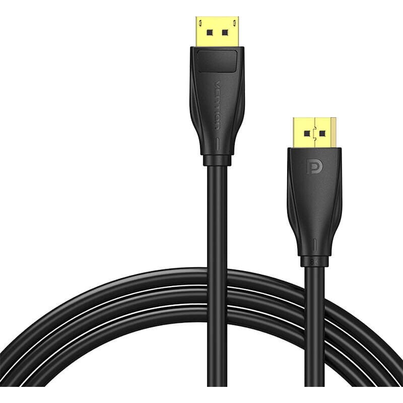 Cablu video Vention, DisplayPort(T) la DisplayPort(T), 5m, rezolutie maxima 8K la 60Hz/4K la 120Hz, conectori auriti, cupru/argint, invelis PVC, negru, "HCDBJ" - 6922794762091