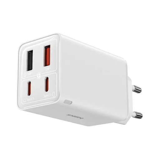 INCARCATOR RETEA Baseus GaN6 Pro, Quick Charge 65W, 2 x USB Type-C Output 5V/3A, 2 x USB (include cablu USB Type-C la USB Type-C de 100W), alb "P10162701213-00"-6932172644437