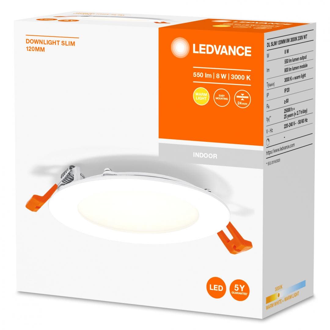 DL SLIM 120MM 8W 3000K 230V WT LEDV "000004058075573079"