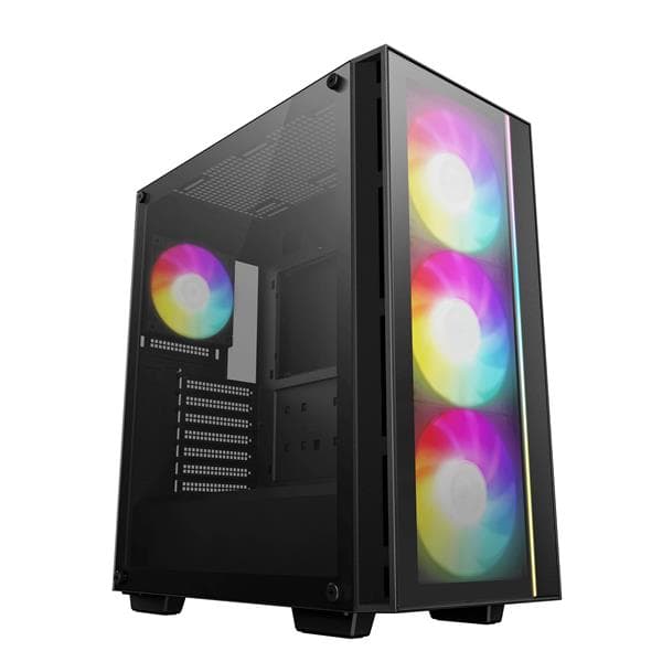 CARCASA DeepCool "MATREXX55",middle tower,gaming,fara sursa,suporta 8xfan, 4xfan inclus, USB 3.1 gen1x1, USB-C,audio+mic,7 sloturi expansiune,negru "R-MATREXX55-BCADA4-G-4"