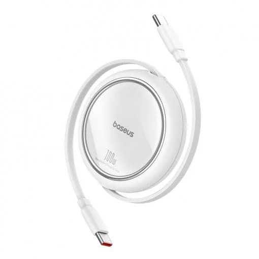 CABLU alimentare si date Baseus Free2Pull Mini, Fast Charging Data Cable pt. smartphone, retractabil, USB Type-C la USB Type-C 60W, 1m, alb "P10364500211-01" - 6932172657499