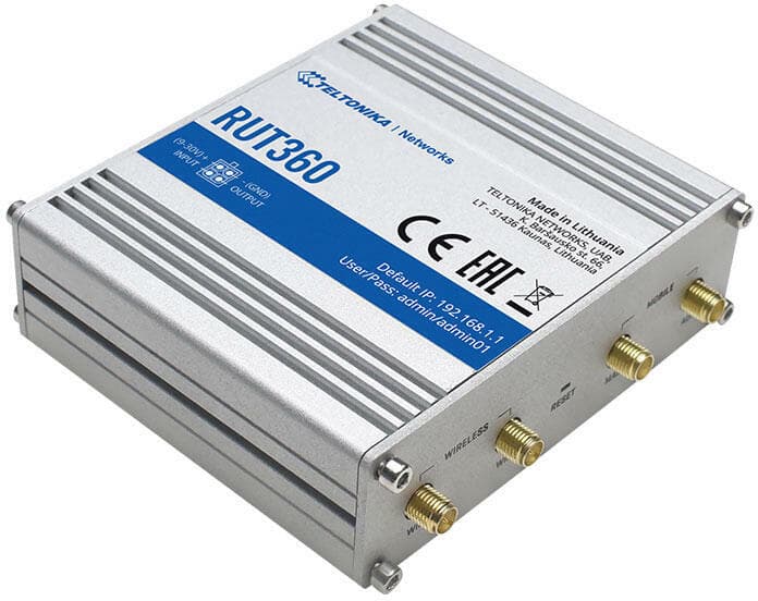 ROUTER LTE Teltonika "RUT360", 1 x WAN port 10/100 Mbps, 1 x LAN port 10/100 Mbps, Wi-Fi 802.11b/g/n, 4G (LTE) Cat 6 viteza max. 300 Mbps, 3G 42 Mbps, "RUT360000000"